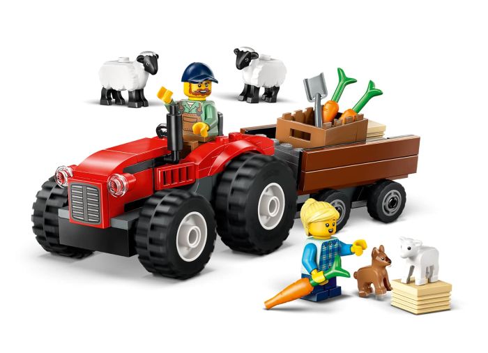 Red Farm Tractor with Trailer & Sheep