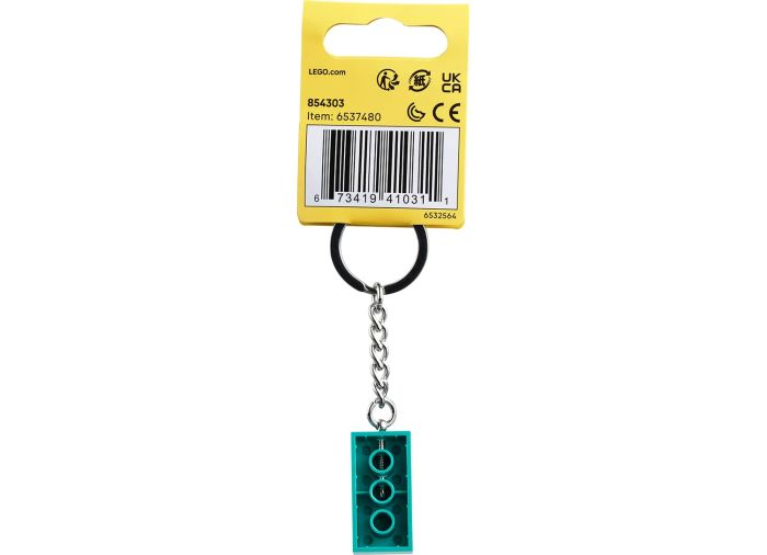 Bright bluish green 2x4 stud key chain