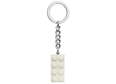 White Metallic 2x4 Brick Key Chain
